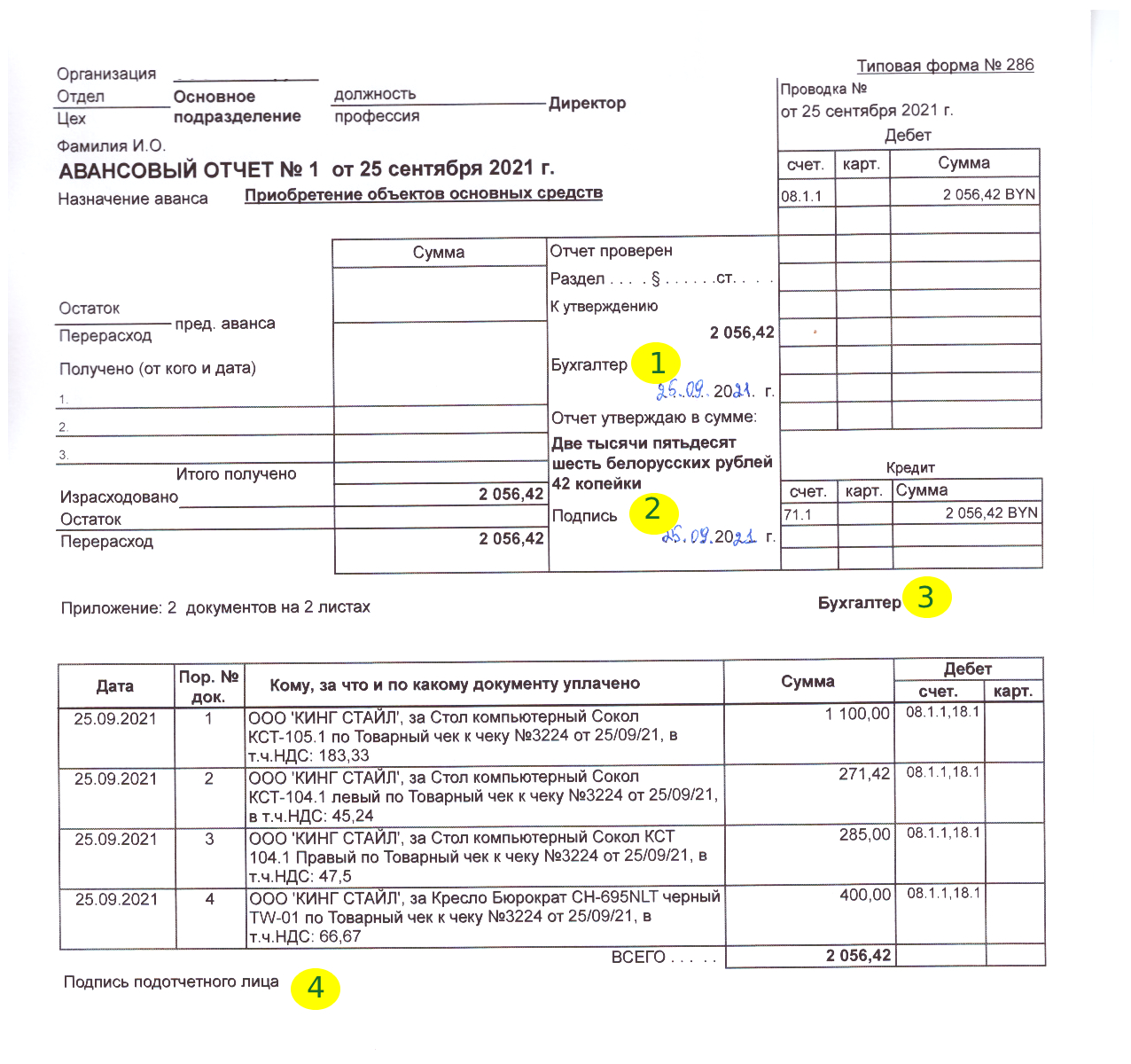 Как правильно оформить авансовый отчет с чеками образец заполнения